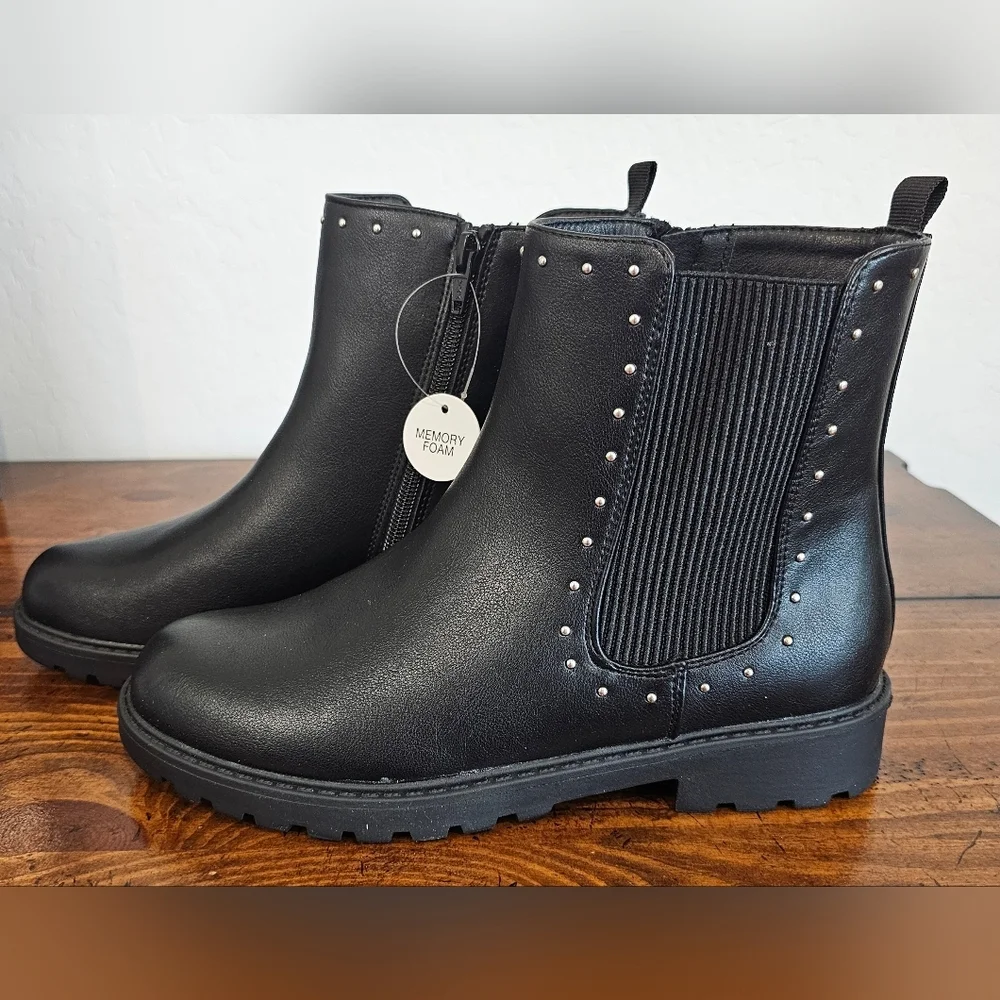 Girls' Black Memory Foam Zip Up Dress Boots Comfort & Style! Size 6 NWB